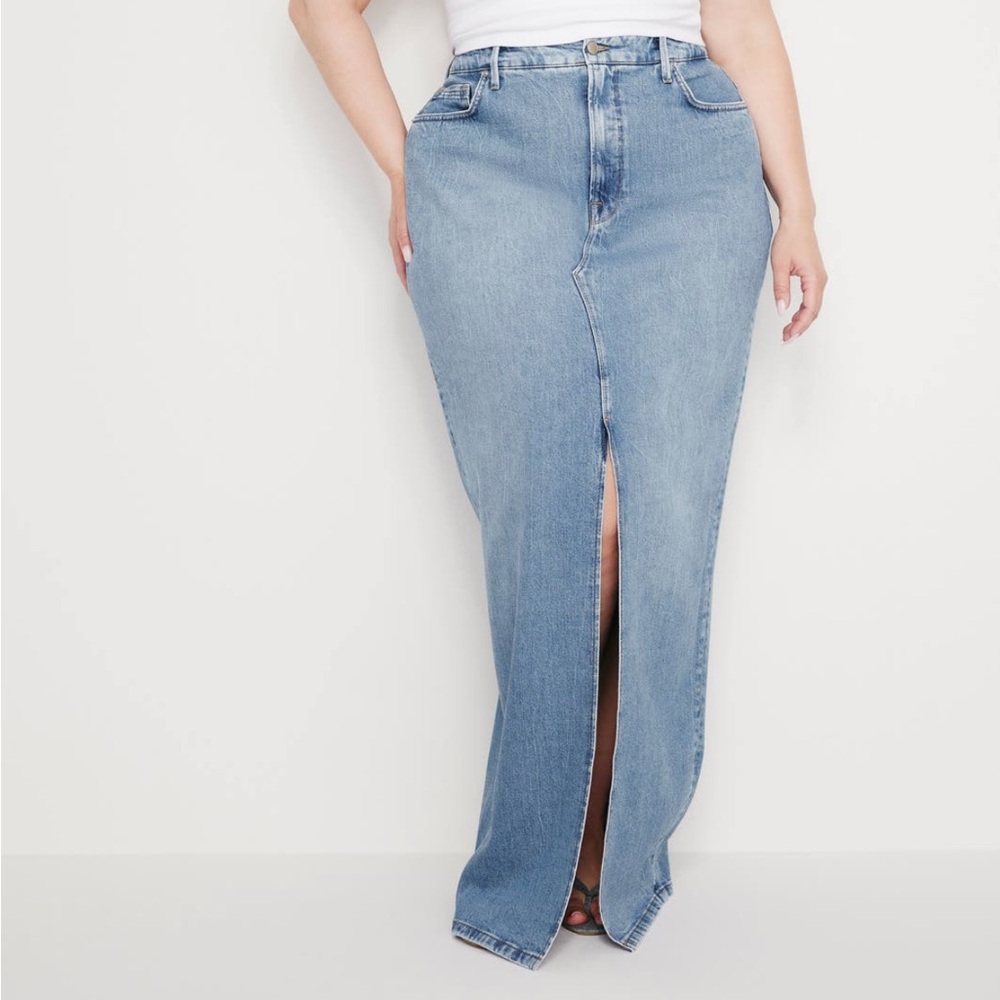 Good American Light Blue Denim Skirt